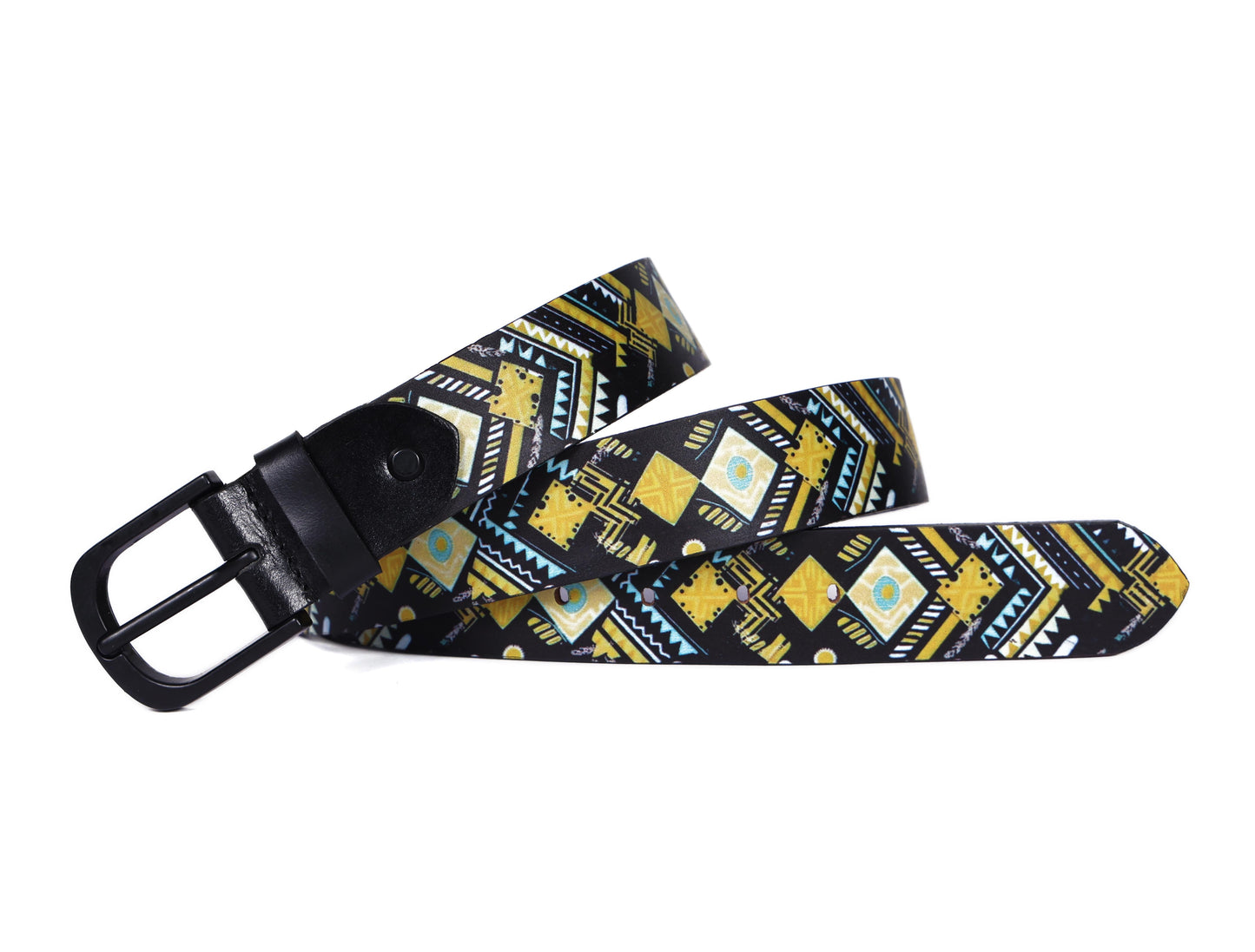 "Vibrant Chic: Stand Out with Leather Yellow Printing Belts" Art: LB-819