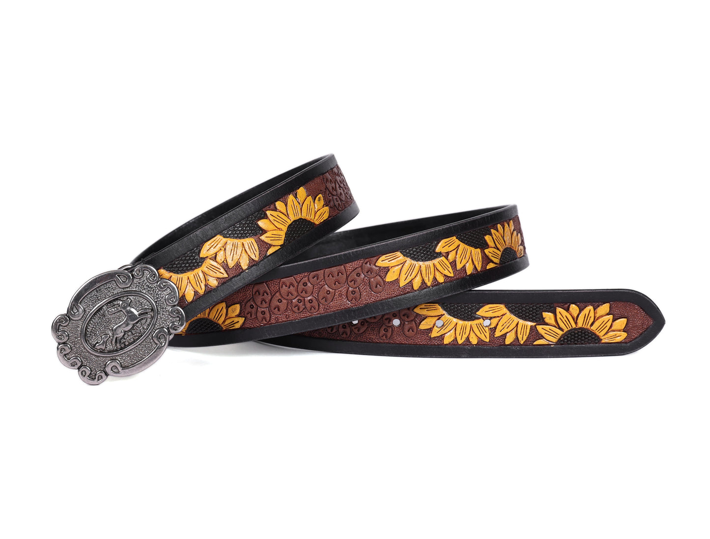 "Vibrant Elegance: Hand-Carved Yellow Leather Belts" Art: LB-816