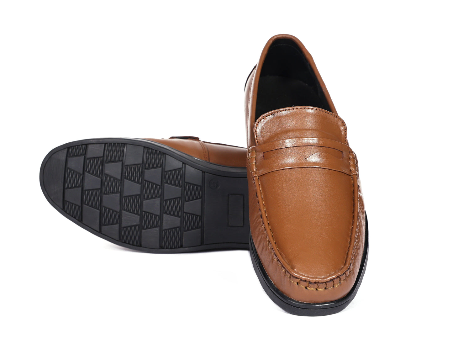 "Timeless Charm: Tan Casual Loafer Leather Shoes, Art: LS-1106