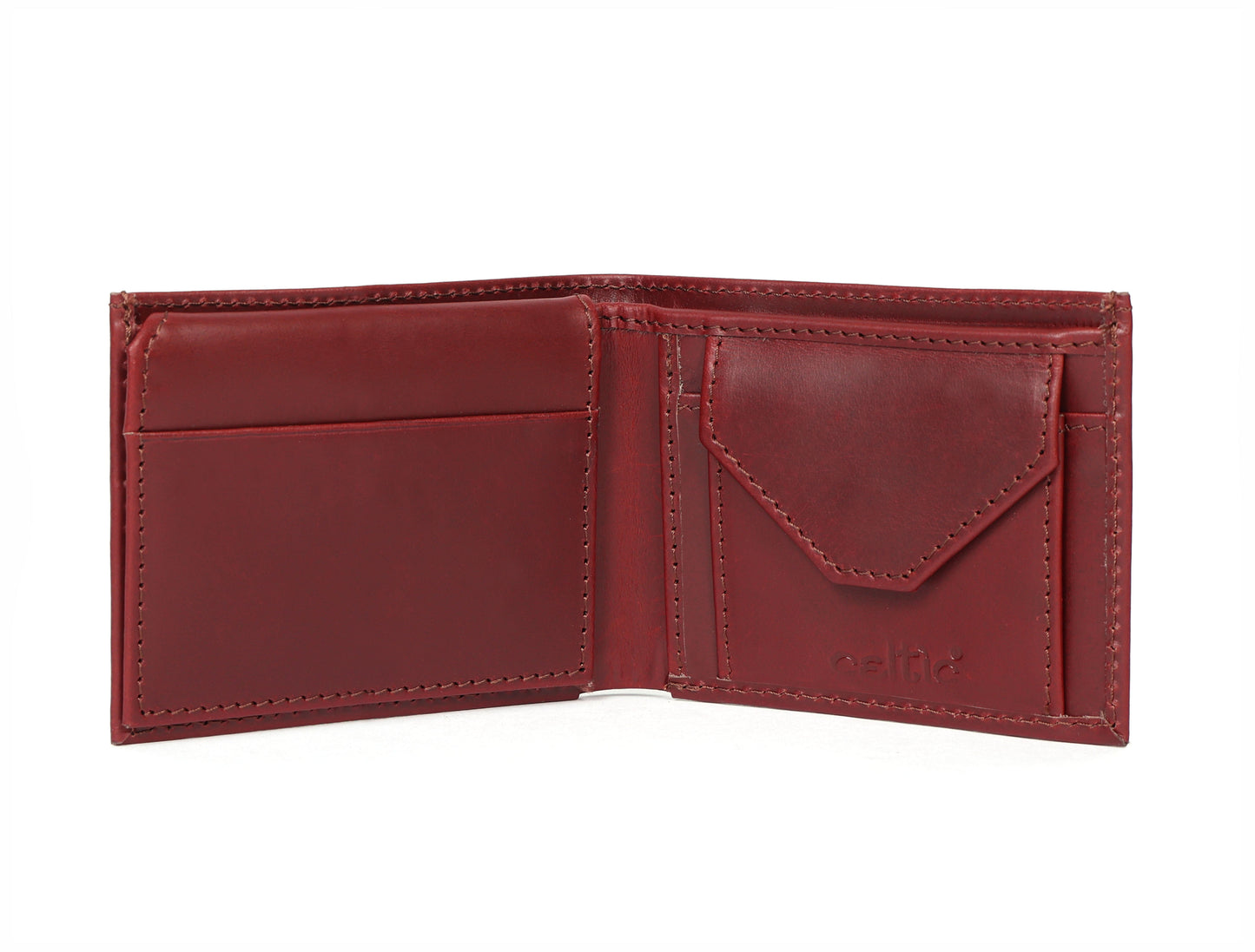 Burgundy Handmade Leather Wallet - Unique Elegance Crafted by Hand - CELTICINDIA