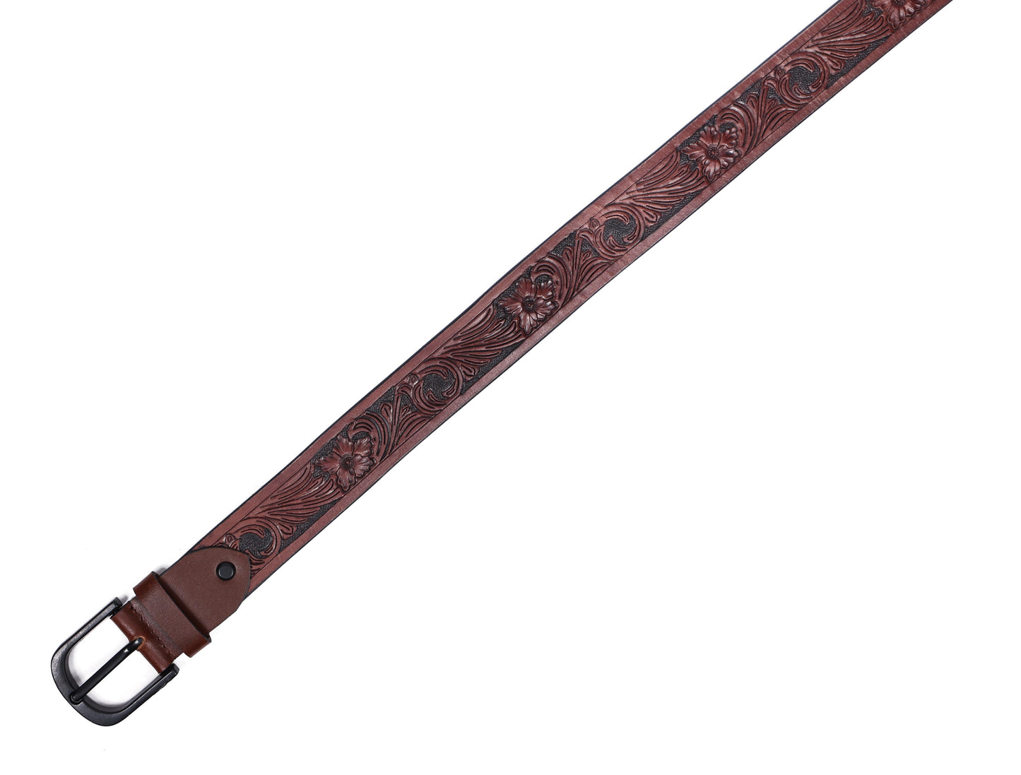 "Bespoke Elegance: Brown Hand Carving Leather Belt for Timeless Style" Art: LB-807