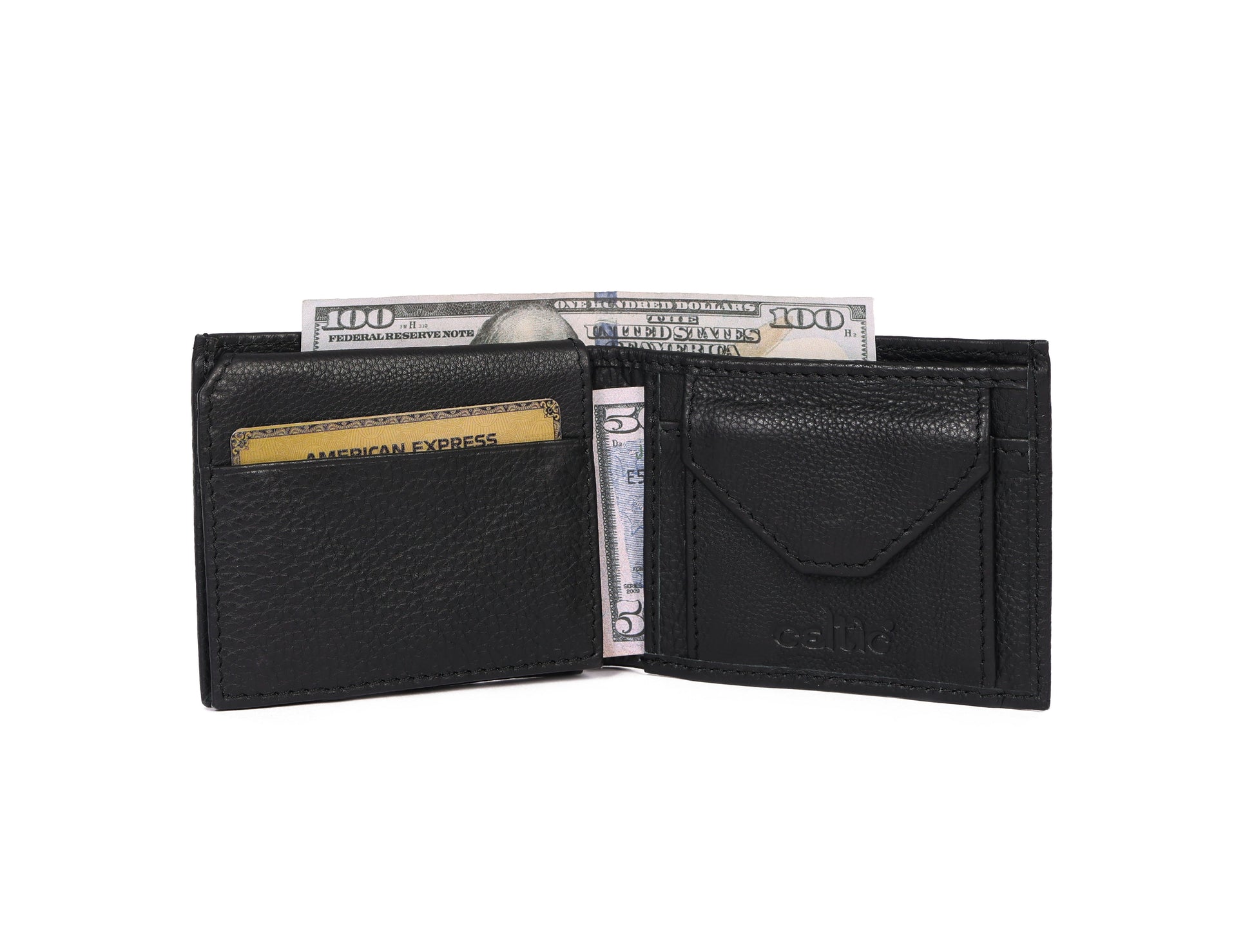 Sleek Black Leather Wallet - Style and Practicality Combined - CELTICINDIA