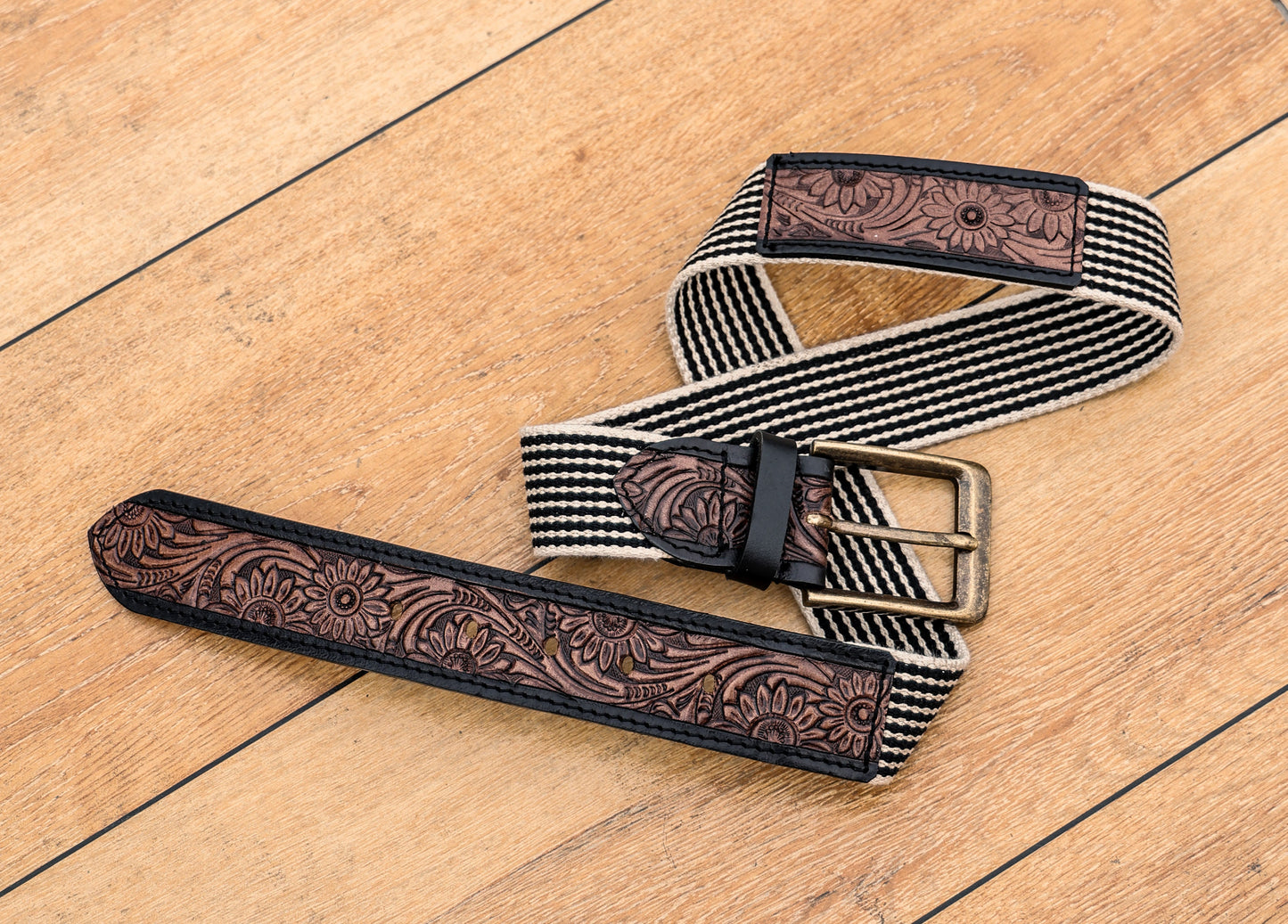 Artisan Elegance: Leather Hand-Tooled and Webbing Belt – A Perfect Blend of Tradition and Modern Style. - CELTICINDIA