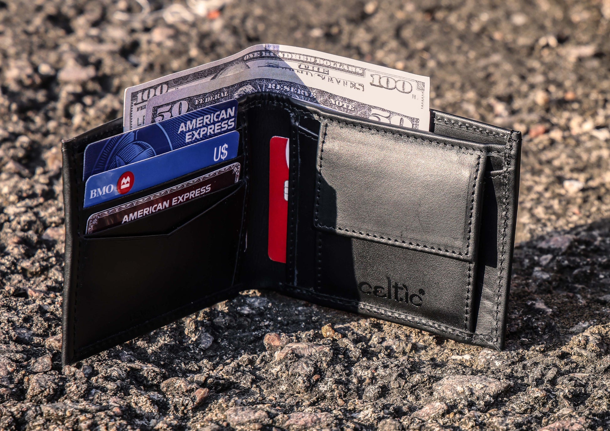 Premium Black Leather Wallet - CELTICINDIA