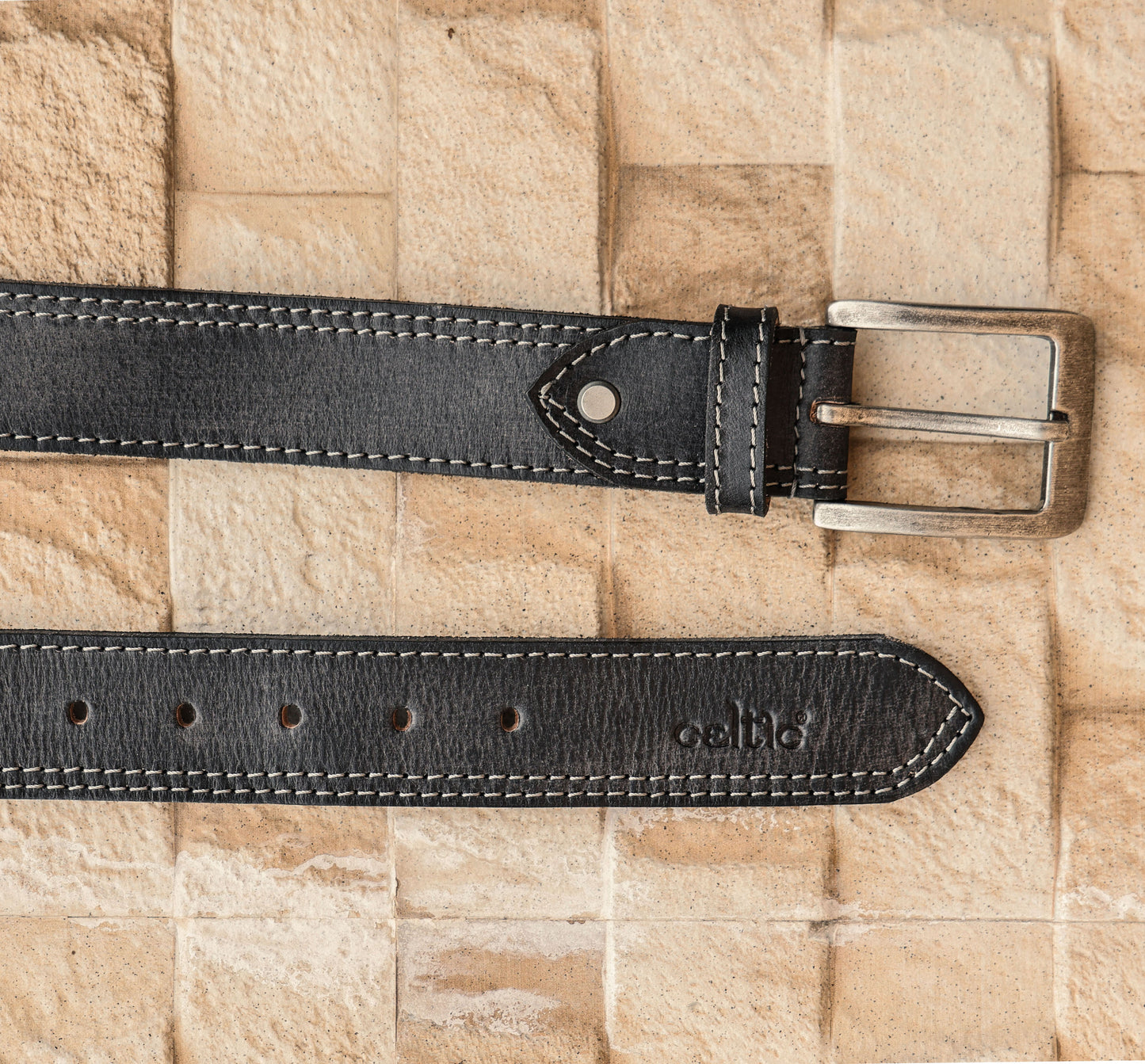 Vintage Black Premium Leather Belt - CELTICINDIA