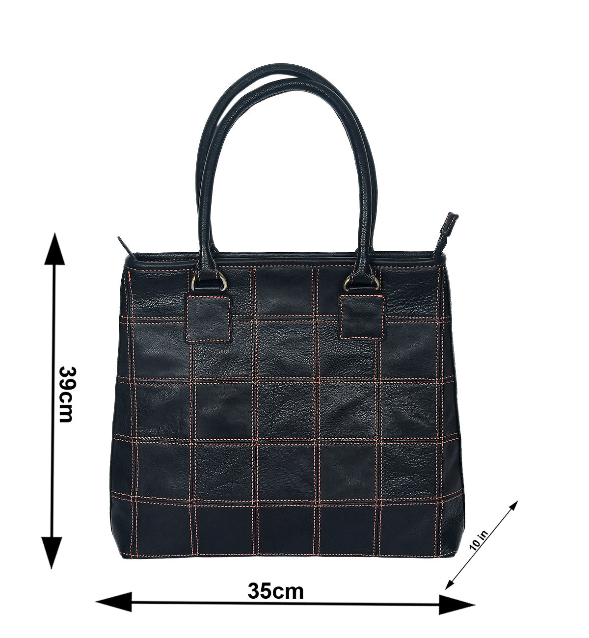 Sophisticated Black Leather Tote Bag with Red Stitching - The Perfect Blend of Elegance and Style. - CELTICINDIA