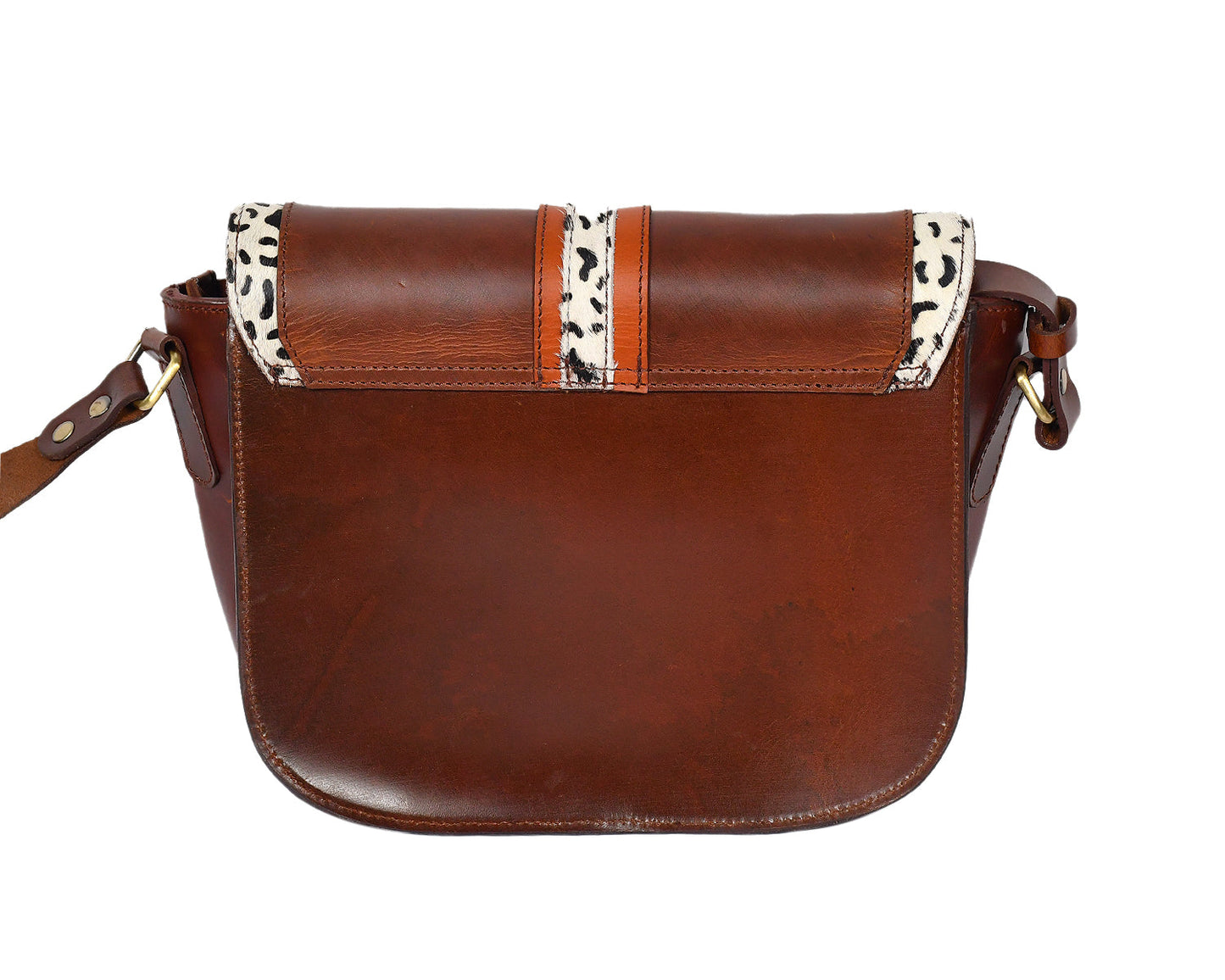 Wild Elegance: Brown Leather Sling Bag with Printed Hair-On. - CELTICINDIA