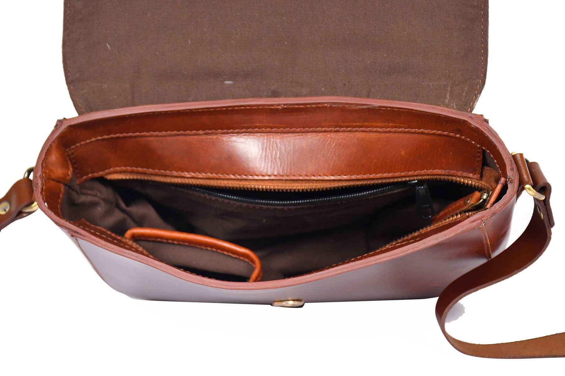 Wild Elegance: Brown Leather Sling Bag with Printed Hair-On. - CELTICINDIA