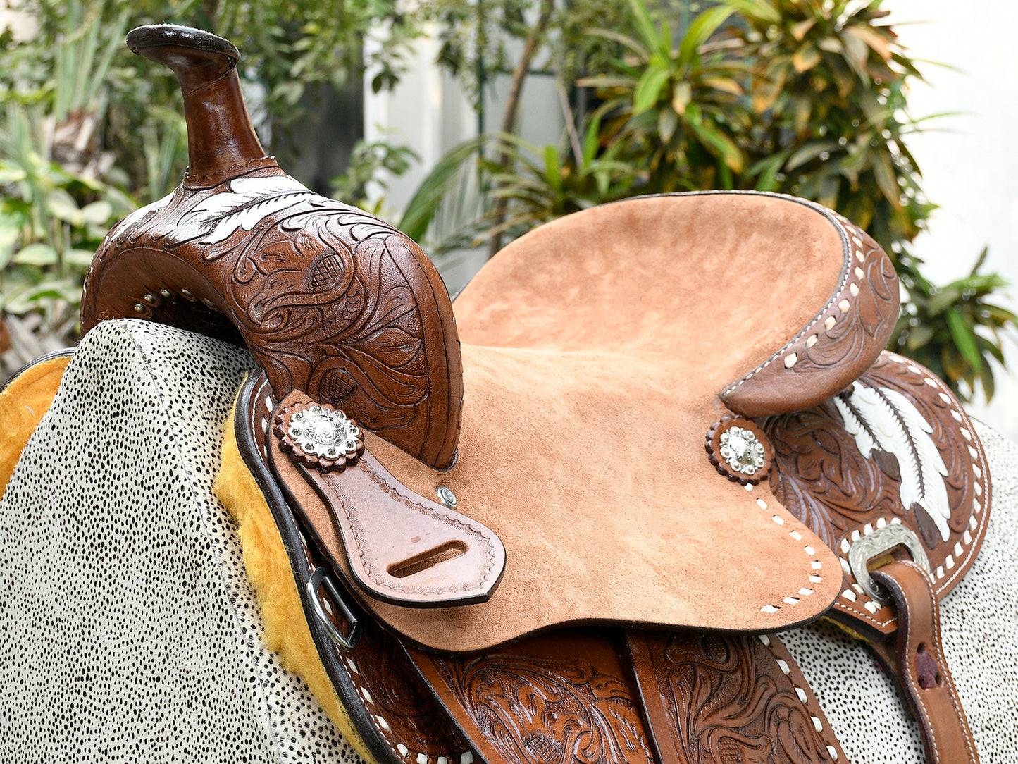 Premium Handmade Harness and Suede Leather Saddle – Durable, Comfortable, and Stylish. ( Art-WSD-02 )