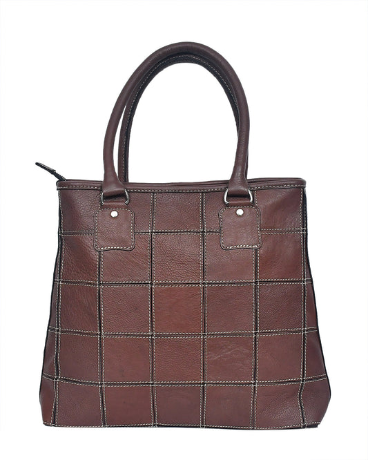 Elevate Your Style with our Brown Leather Accent Tote Bag. - CELTICINDIA