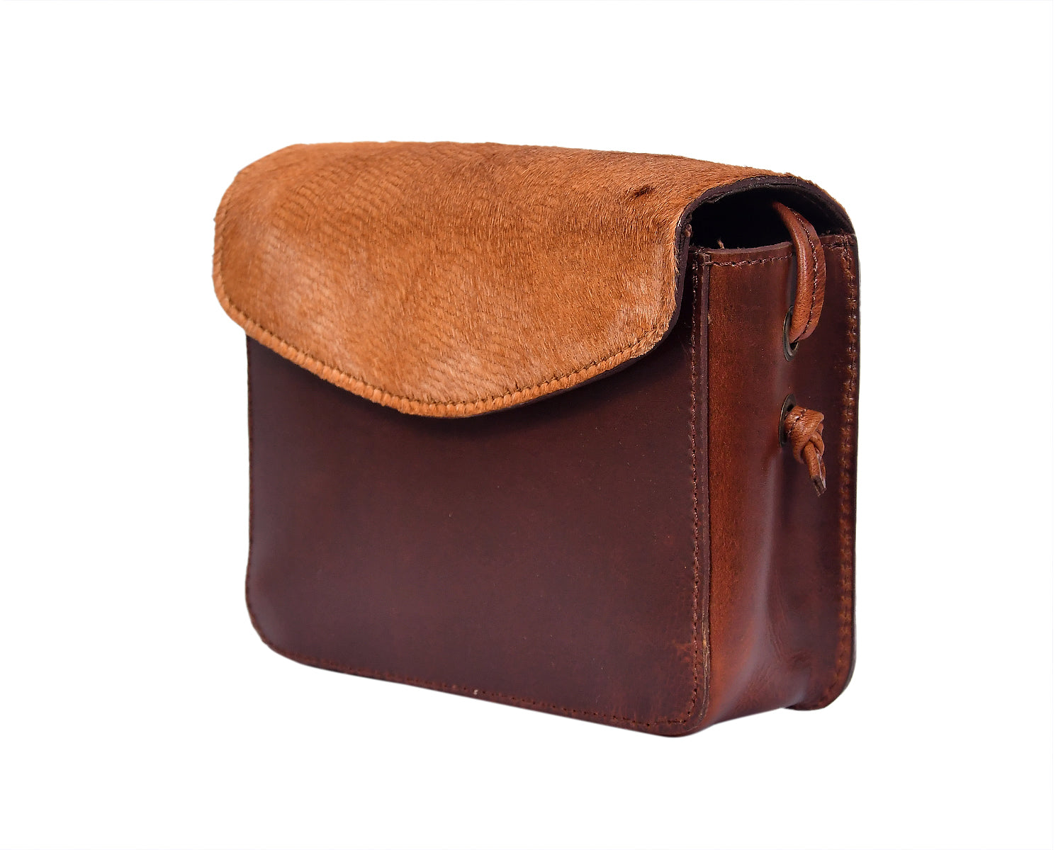 Elevate Your Style with our Brown Leather Sling Bag with Hair-On Detailing. - CELTICINDIA