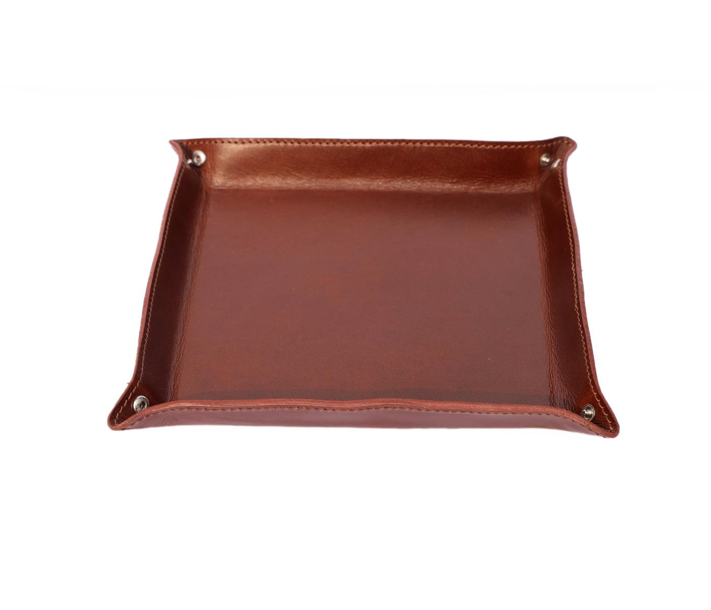 Celtic Brown Color Pure Leather Tray For Office Use - CELTICINDIA