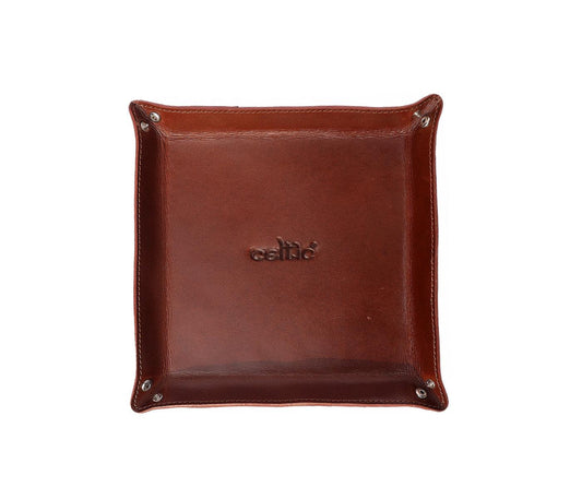 Celtic Brown Color Pure Leather Tray For Office Use - CELTICINDIA