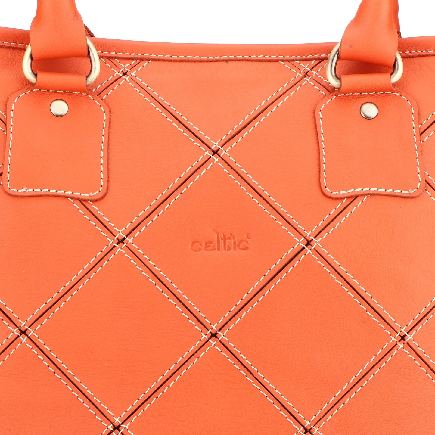 Celtic Premium Handmade Orange Leather Tote Bag. - CELTICINDIA