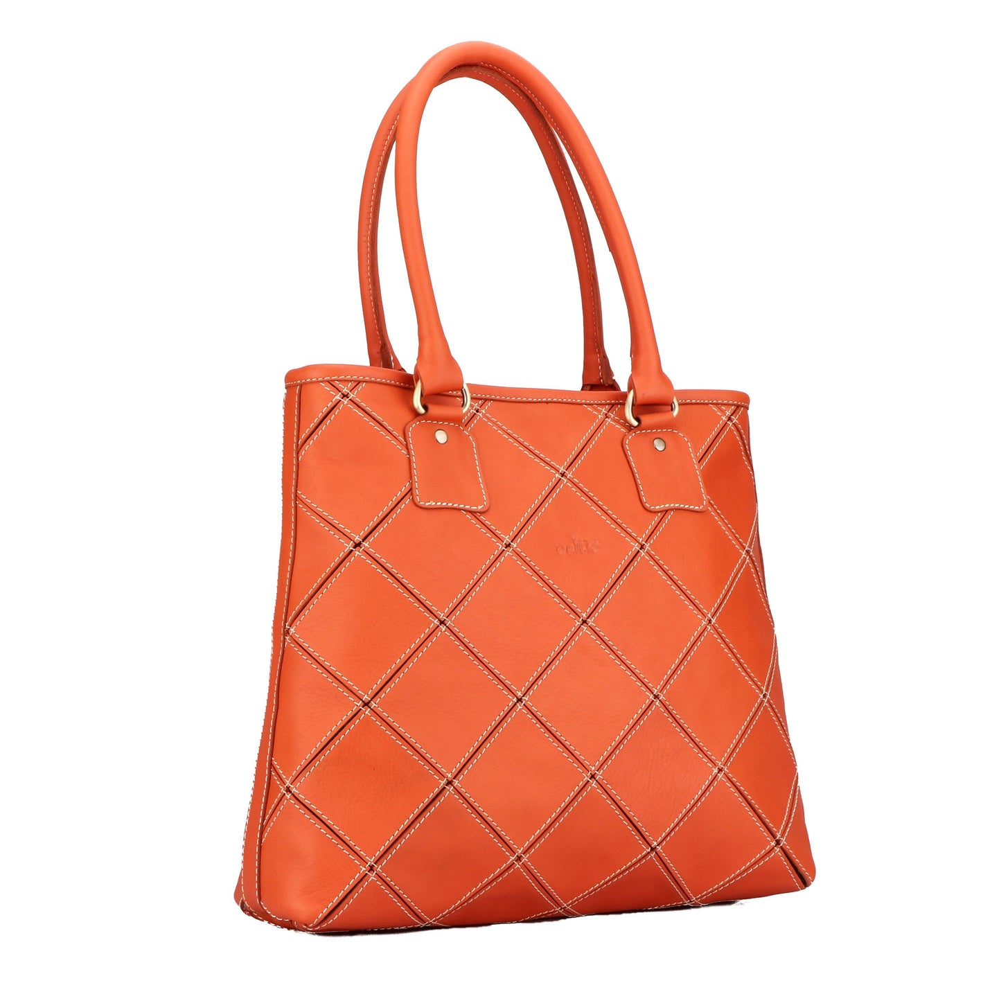 Celtic Premium Handmade Orange Leather Tote Bag. - CELTICINDIA