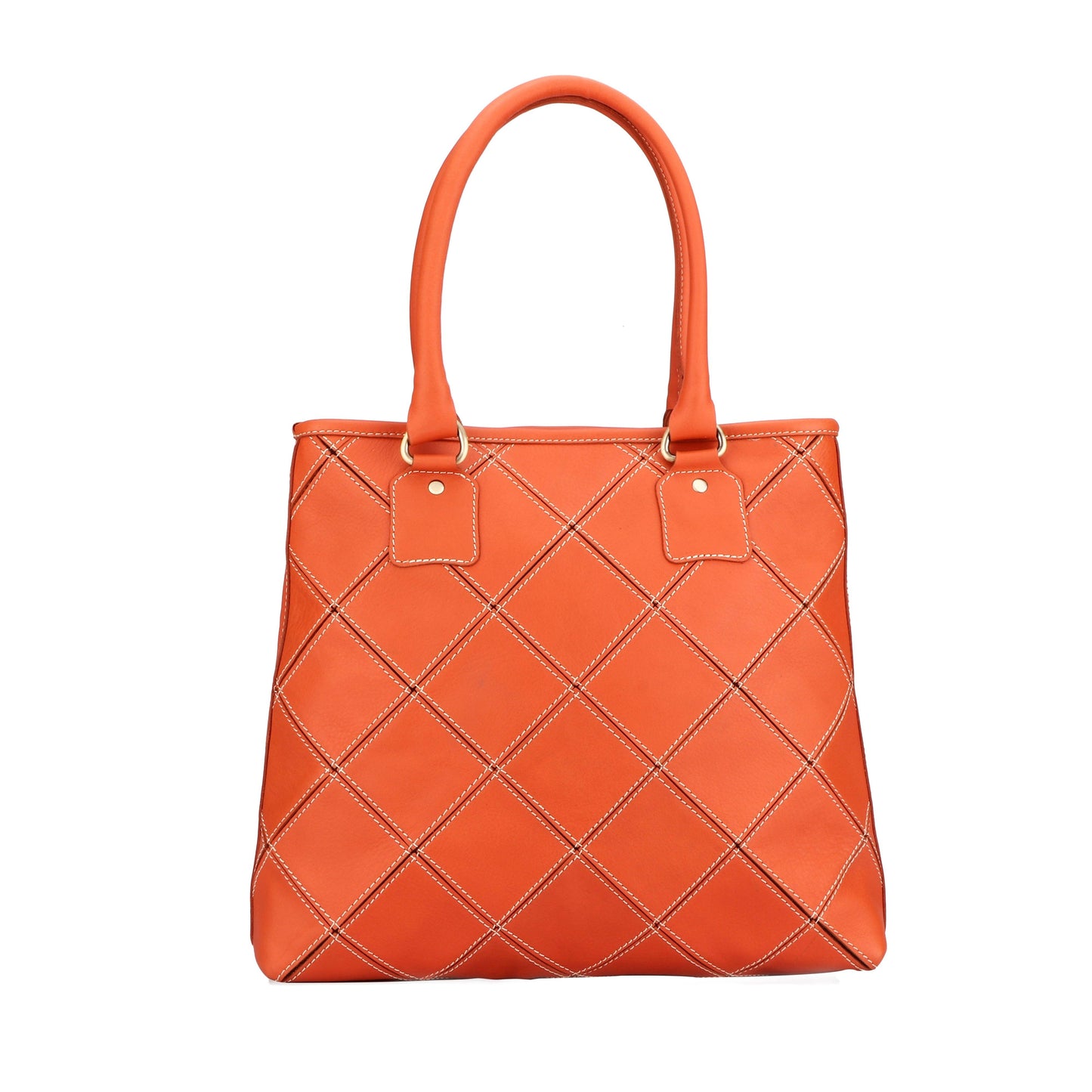 Celtic Premium Handmade Orange Leather Tote Bag. - CELTICINDIA