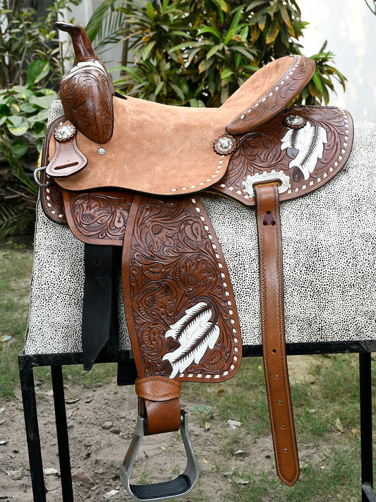 Premium Handmade Harness and Suede Leather Saddle – Durable, Comfortable, and Stylish. ( Art-WSD-02 )