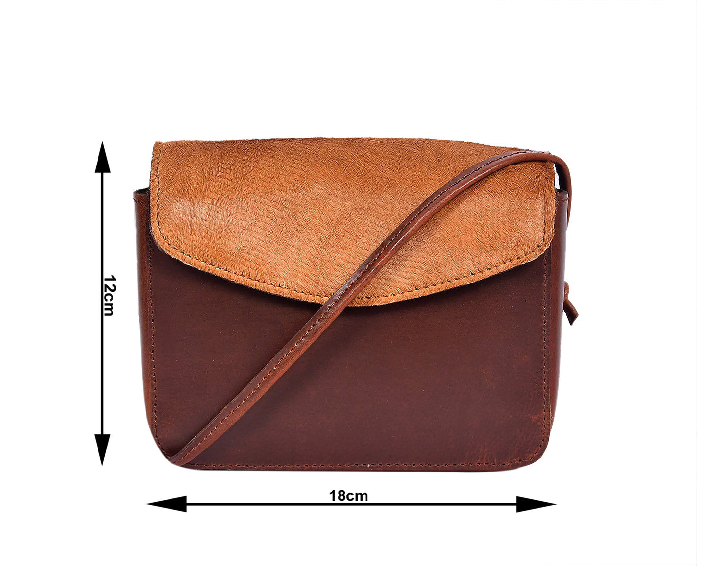 Elevate Your Style with our Brown Leather Sling Bag with Hair-On Detailing. - CELTICINDIA