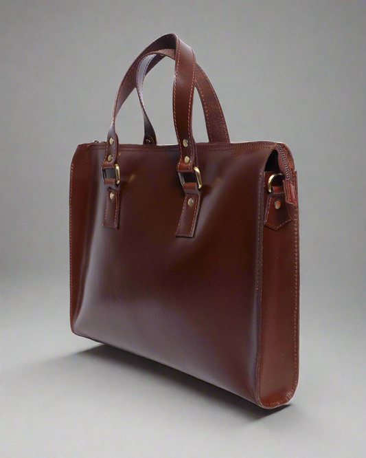 Brown color pure leather laptop bag for professional use, Art: BG-1469