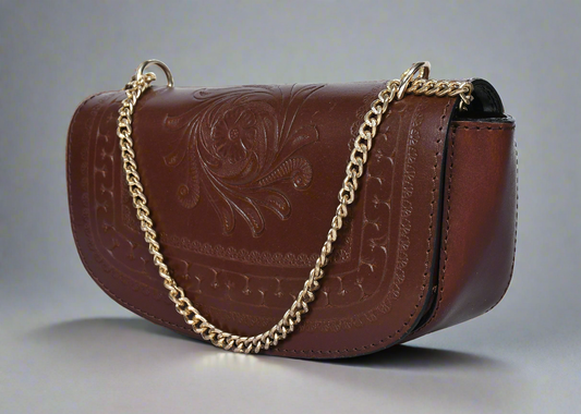 Brown color pure leather shoulder bag for women and girls with glorious crafted . Art: BG-1557