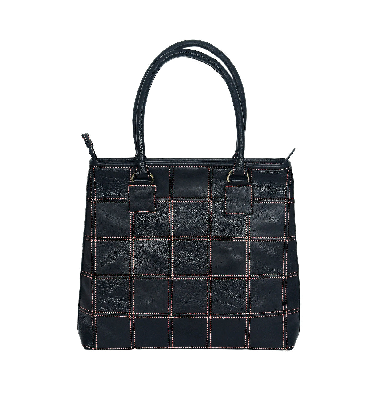 Sophisticated Black Leather Tote Bag with Red Stitching - The Perfect Blend of Elegance and Style. - CELTICINDIA