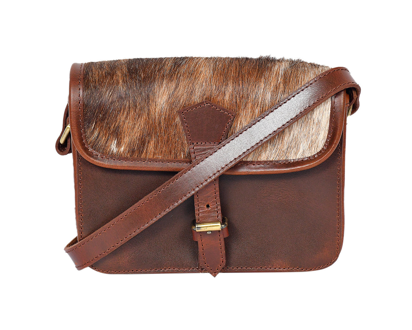 Celtic brown color pure leather with light brown color hair on leather sling bag for women and girls | Party wear . - CELTICINDIA