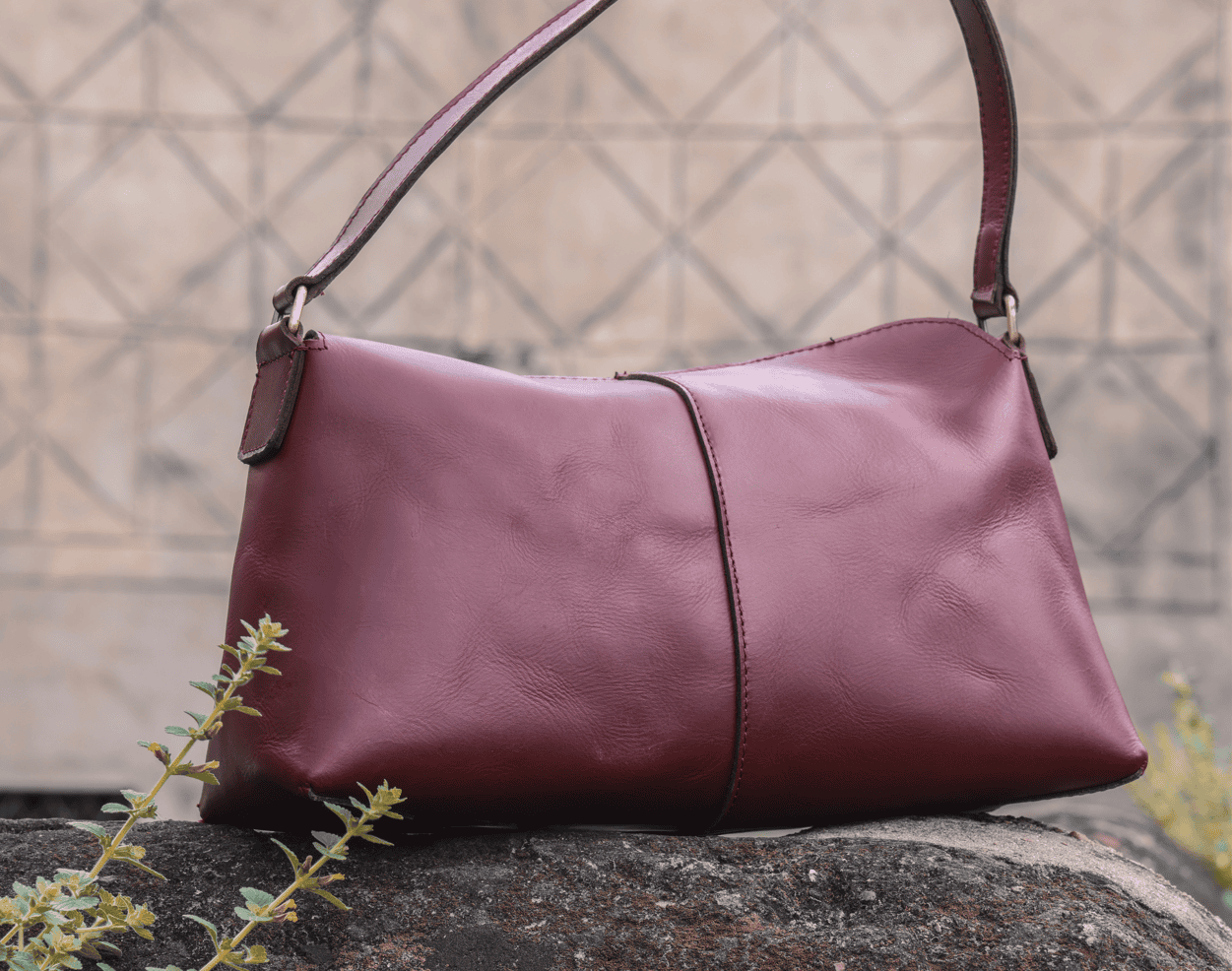 Exquisite Burgundy Leather Sling Bag - CELTICINDIA