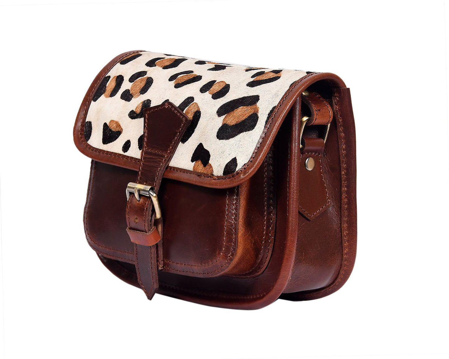 Wild Elegance: Sling Bag with Printed Hair on Leather. - CELTICINDIA